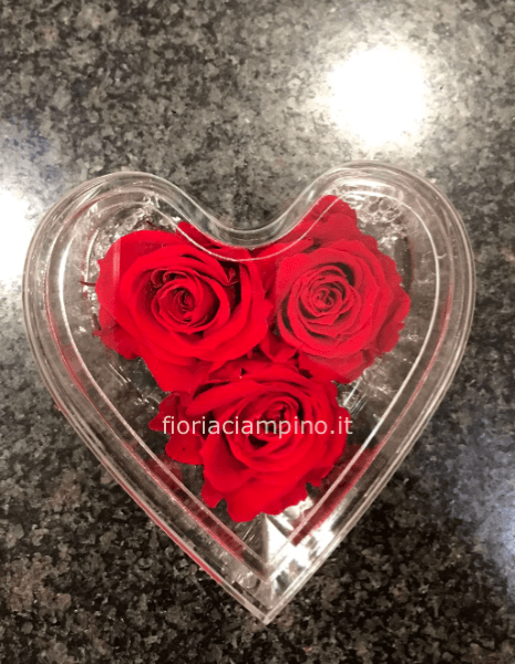 Cuore 3 rose stabilizzate piccolo